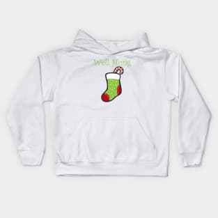 Well Hung Christmas Sock Funny Saying Kids Hoodie